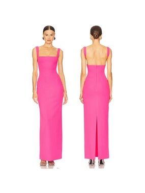 Solace London Hot Pink Square Neck Maxi Dress